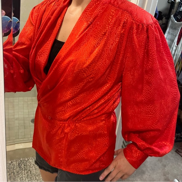 Vintage Evan Picone Red Blouse - Picture 11 of 11